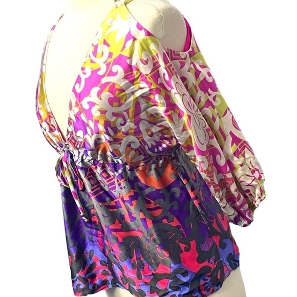 Alice & Trixie 100% Silk 70's Statement Piece Disco Blouse Empire Waist - Picture 9 of 9